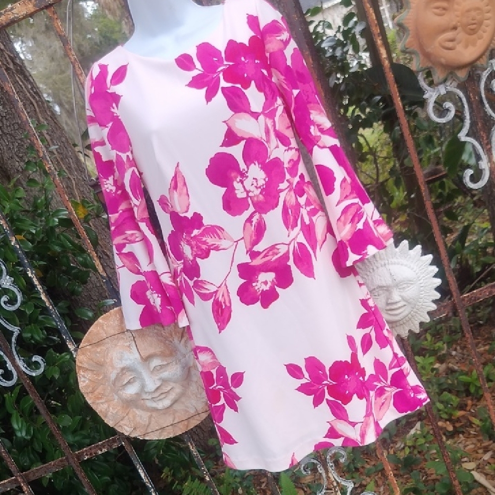 Eliza J Stunning Pink Floral Flared Sleeve Dress Size 8
